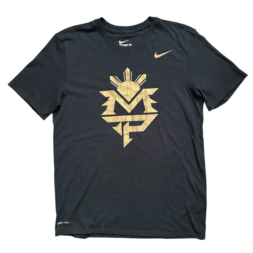 Nike Dri-Fit Mens Black Gold MP Manny Pacquiao Team Pacquiao Athletic Cut Size M